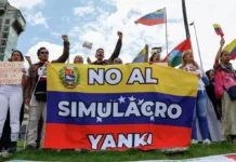 “¡Que se vayan de América Latina!”: venezolanos se oponen al simulacro de los estadounidenses en Caracas