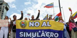 “¡Que se vayan de América Latina!”: venezolanos se oponen al simulacro de los estadounidenses en Caracas
